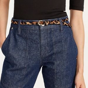 Skinny calf hair belt in leopard size M